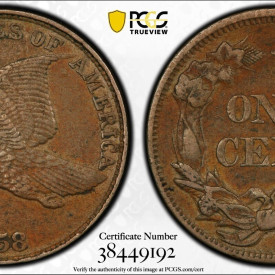1858 PCGS FLYING EAGLE 1C XF45 LARGE LETTERS 