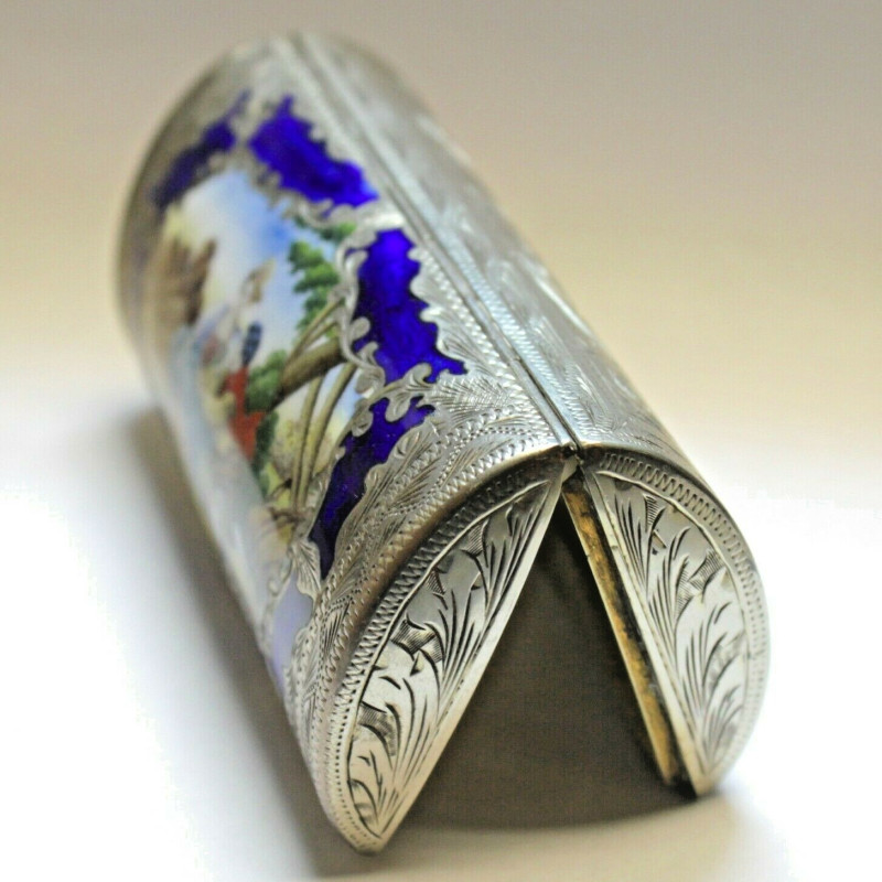 Antique Multi Colored Romeo & Juliet Sitting By Tree Open Box Sterling Silver Antique Multi Colored Romeo & Juliet Sitting By Tree Open Box Sterling Silver