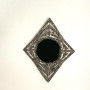 Vintage Sterling  Marcasite Black Centered  Stone  Diamond Shaped Brooch Pin