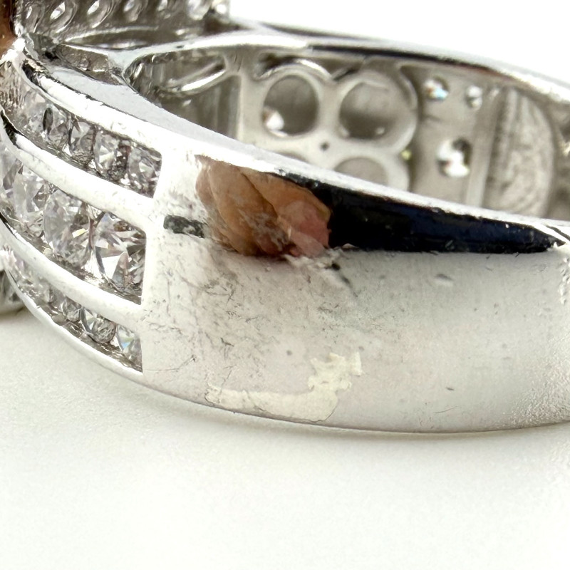 YGI Square Cubic Zirconia Engagement Ring Silver Plated Size 7