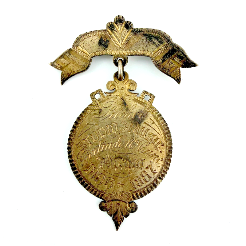 Antique Victorian 1886-1887 Pilcher's Studio of Music Silvered Medal - Named
