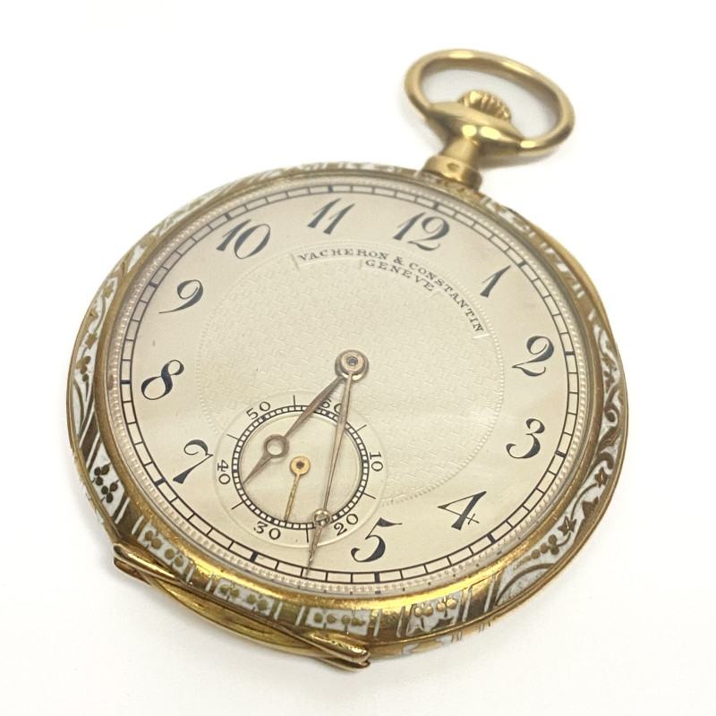 Rare Vintage Vacheron Constantin 18K Gold Enamel Guilloche Pocket Watch 1920s