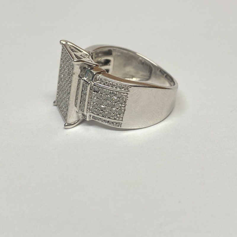 RHODIUM OVER Sterling Silver Ring ROUND DIAMOND 1.00ctw, SIZE 11