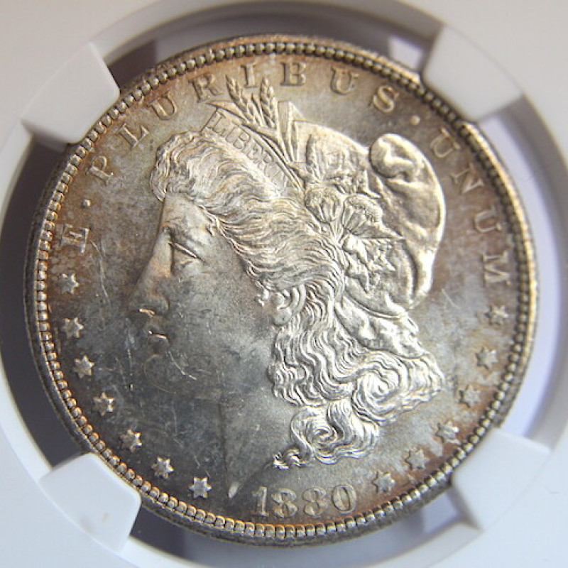 1880 S $1 NGC MS 62 SILVER DOLLAR MORGAN (COLOR COIN)  1880 S $1 NGC MS 62 SILVER DOLLAR MORGAN (COLOR COIN)