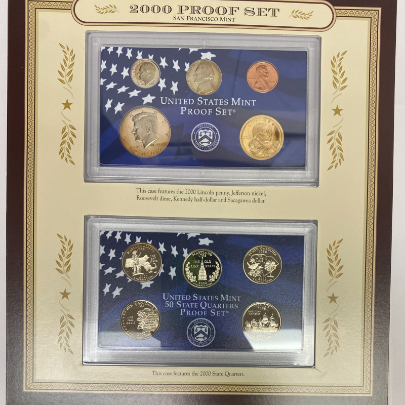 2000 United States Proof Set 10 Coins U.S. Mint San Francisco State Quarters