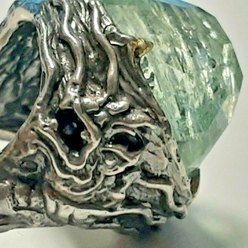 Antique Russian Silver 925 Designed With White Mineral Stone Size 8 RING Antique Russian Silver 925 Designed With White Mineral Stone Size 8 RING
