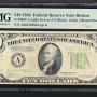1934 $10 Federal Reserve Note Green Seal, Serial A36152983A Boston A, PMG 25 VF