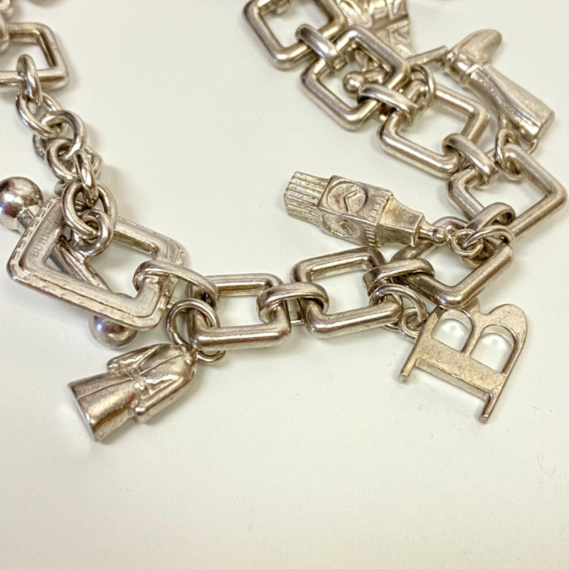 Burberry BU5200 Sterling Silver 10 Charms Dangle Bracelet Watch 7.5 in Burberry BU5200 Sterling Silver 10 Charms Dangle Bracelet Watch 7.5 in