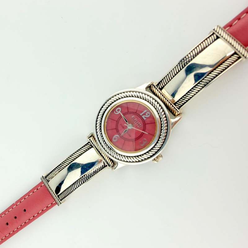 Vintage ECCLISSI Sterling Silver 925 Ladies Bracelet Pink Dial Watch