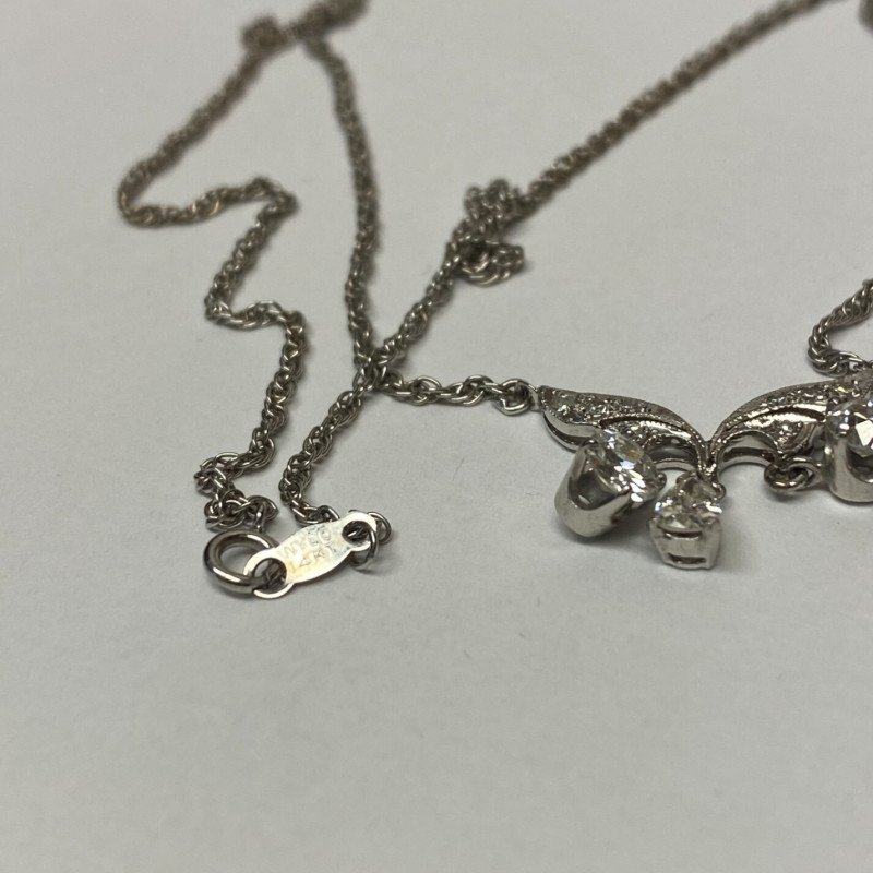 Diamond Pendant With A Neck Chain. Mounting is Made of 14 Kt Gold Diamond Pendant With A Neck Chain. Mounting is Made of 14 Kt Gold