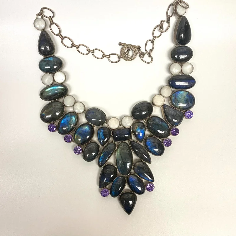 Antique Natural Labradoriten Necklace, Silver 900