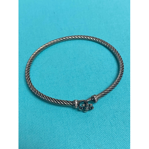 David Yurman Fleur-de-Lis Sterling Silver 2.15" Diameter Diamond Bangle Bracelet David Yurman Fleur-de-Lis Sterling Silver 2.15" Diameter Diamond Bangle Bracelet