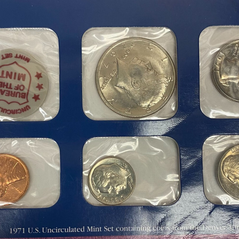 1971 Uncirculated Mint Set Postal Commemorative Society Coins & Stamp Panel