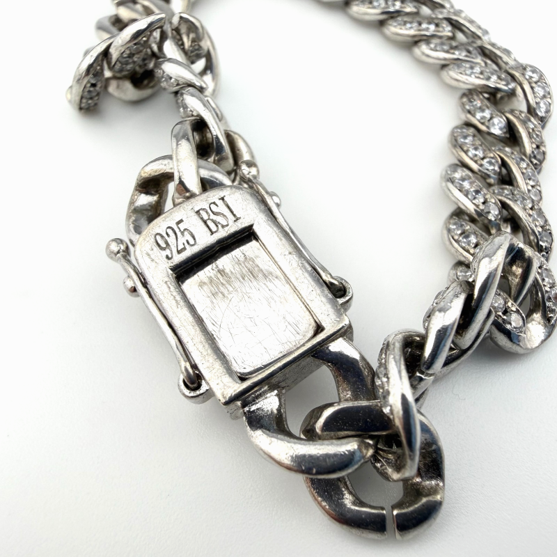 925 BSI Cuban Link Bracelet Fully CZ Encrusted – Miami Cuban Style  8.5''