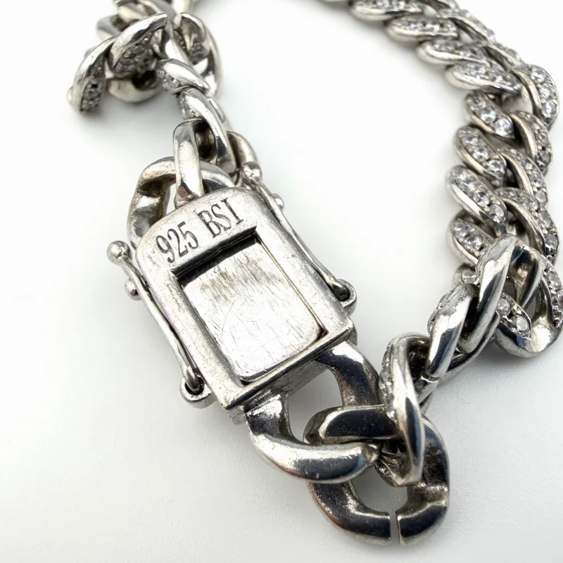 925 BSI Cuban Link Bracelet Fully CZ Encrusted – Miami Cuban Style  8.5''
