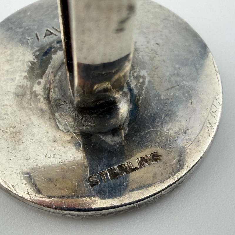 Vintage Hawaii Modernist Sterling Silver 925 Fish Round Cufflinks