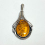 Silver Vintage Real Amber Modernist Pendant