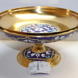 Magen David Floral Russian Silver 925 & 24k Gold Plated Bowl Enamel Filigre