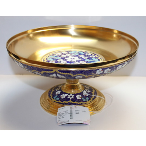 Magen David Floral Russian Silver 925 & 24k Gold Plated Bowl Enamel Filigre