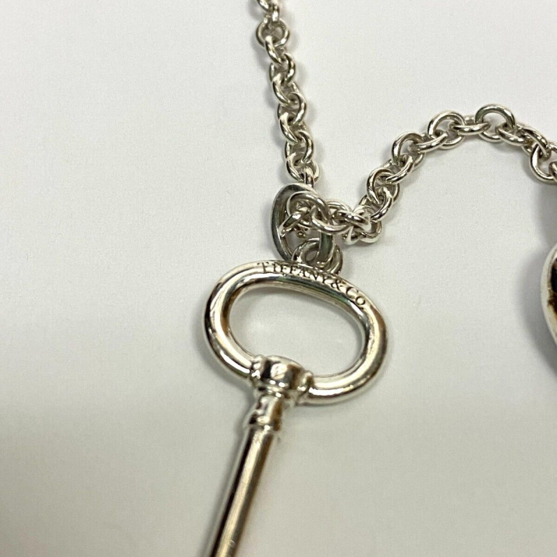 Rare Tiffany & Co Silver Heart Arc Padlock Charm and Key Necklace, 16 Inches Rare Tiffany & Co Silver Heart Arc Padlock Charm and Key Necklace, 16 Inches