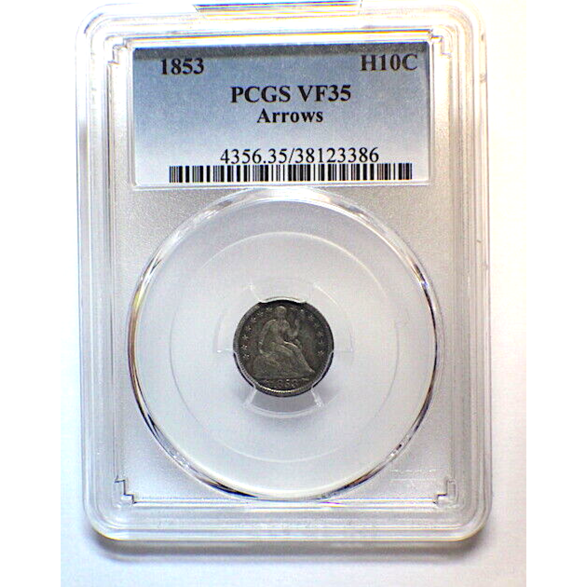 1853 PCGS VF 35 10c SEATED LIBERTY HALF DIMES