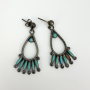 Vintage Silver Turquoise Zuni Petit Style Point Pierced Earrings