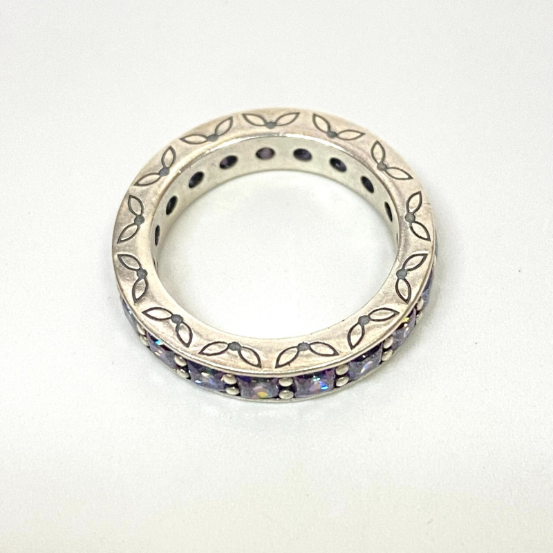 PANDORA 925 Infinity Fancy Purple CZ Stackable Ring SIZE 7 BEAUTIFUL PANDORA 925 Infinity Fancy Purple CZ Stackable Ring SIZE 7 BEAUTIFUL