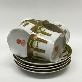 Porcelain tea set of 4 cups and saucers by Gardner Moscow