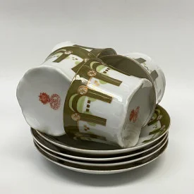 Porcelain tea set of 4 cups and saucers by Gardner Moscow