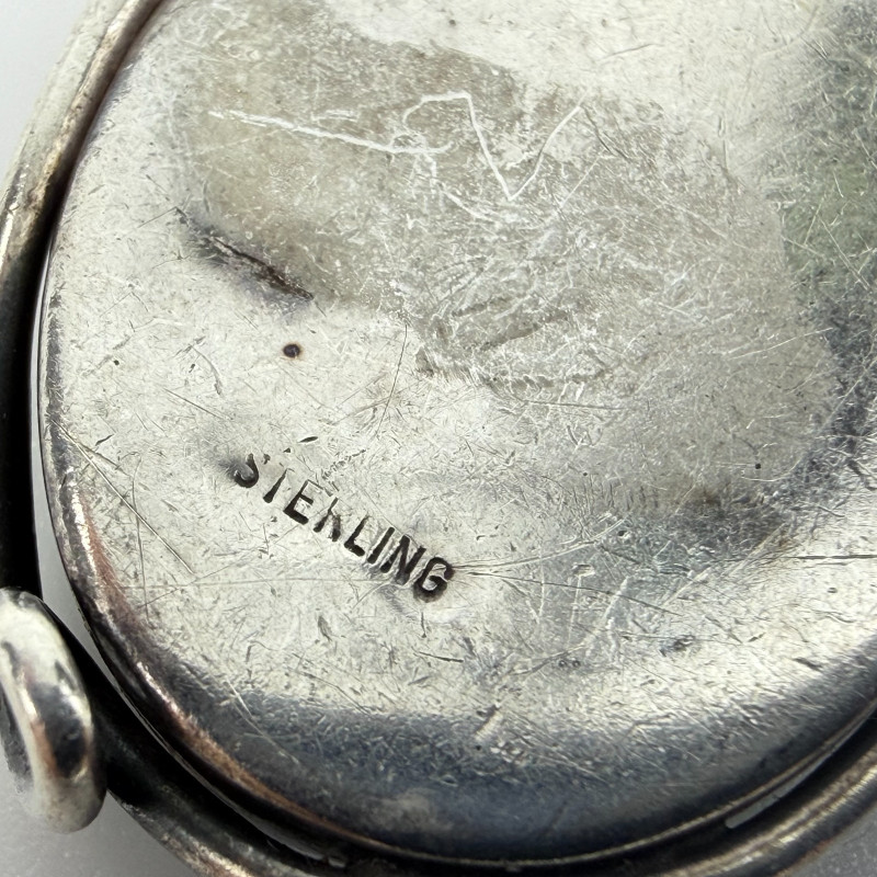 Vintage Green Turquoise Garnet Sterling Silver Filigree Pendant