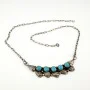 Virgil Leekya Navajo Sterling Silver 5-Stone Turquoise Bar Necklace