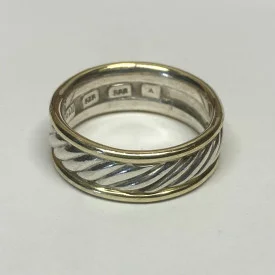 David Yurman Cable Ring, Sterling Silver with 14kt Yellow Sides, 8.5mm Size - 11