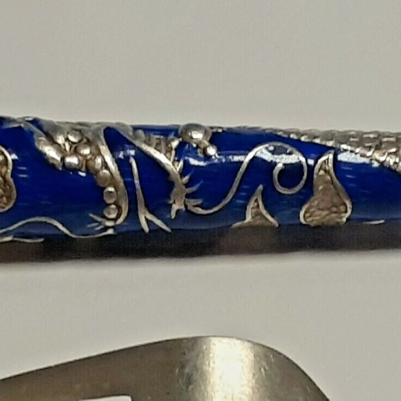  OLD STYLE STERLING SILVER   Designed With Blue & Silver Dragon Fork set