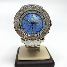 Techno Watch Blue Dial with 4ct Diamonds, 50 mm