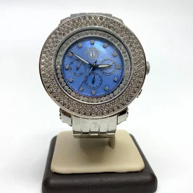 Techno Watch Blue Dial with 4ct Diamonds, 50 mm