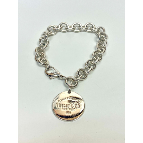 Tiffany & Co. Sterling Silver Round Tag Link Bracelet