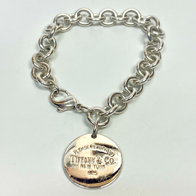 Tiffany & Co. Sterling Silver Round Tag Link Bracelet