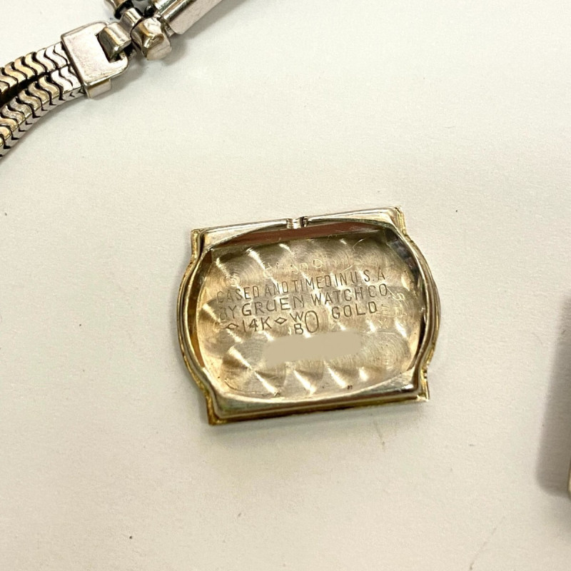 Vintage Ladies Gruen Precision 14K White Gold w Diamonds 17 Jewels