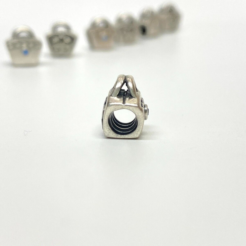 Authentic Pandora Silver Blue CZ Scalloped Purse Bead 790473CZB | RETIRED Authentic Pandora Silver Blue CZ Scalloped Purse Bead 790473CZB | RETIRED