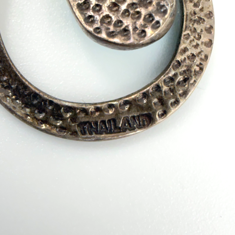 Vintage Sign Sterling SK Thailand Modern Teardrop Turquoise Drop Dangle Earrings