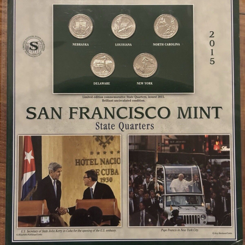 America The Beautiful state quarters from the San Francisco mint. 2015