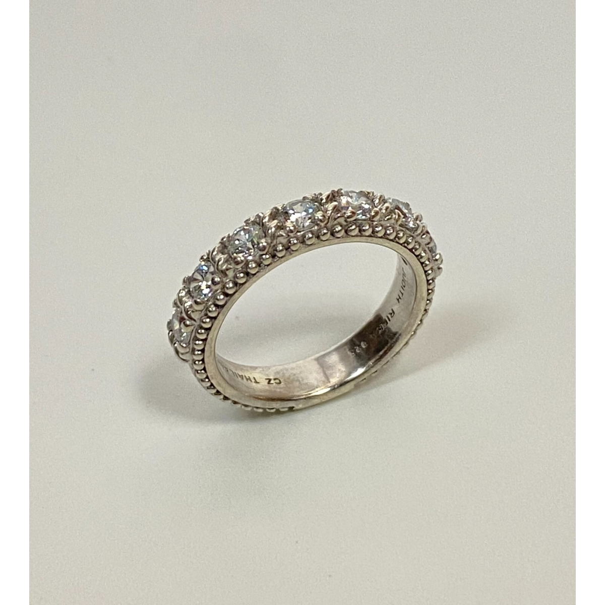 Judith Ripka Sterling Silver Cz Ring Size 6 Stackable Band 925, 4.4g, 4.5 mm