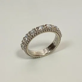 Judith Ripka Sterling Silver Cz Ring Size 6 Stackable Band 925, 4.4g, 4.5 mm