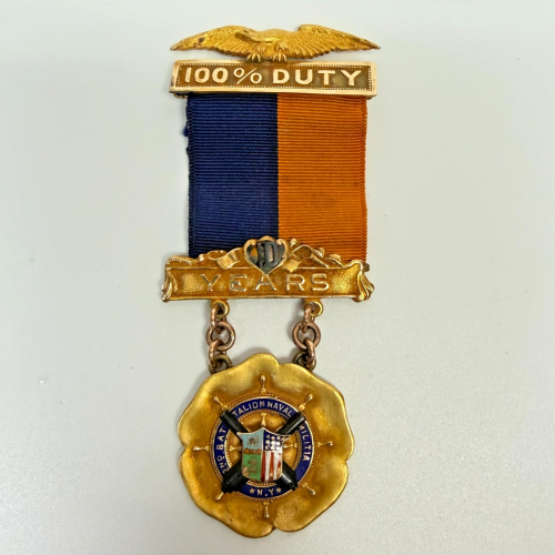 14K Gold Dieges & Clust 10 Year 2nd Battalion Naval Militia NY 100% Duty Medal 14K Gold Dieges & Clust 10 Year 2nd Battalion Naval Militia NY 100% Duty Medal
