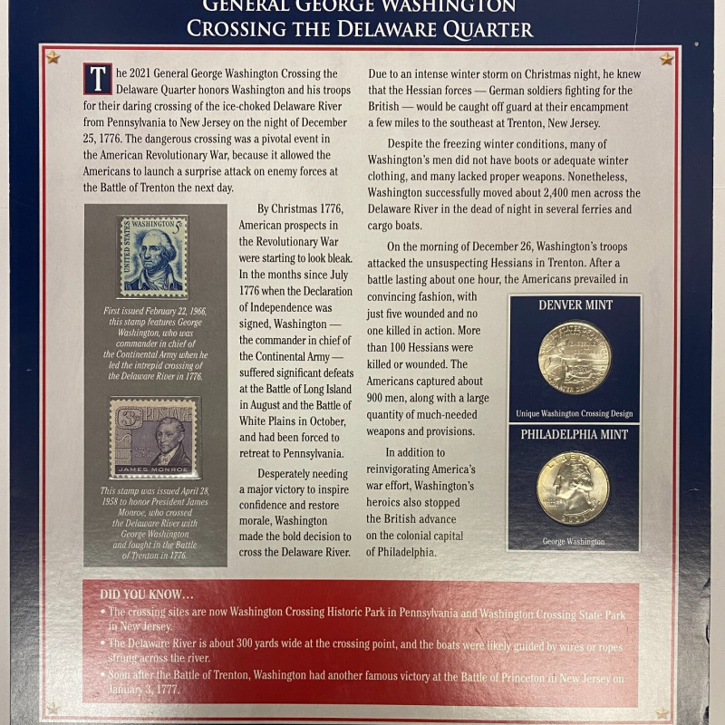 General George Washington Crossing the Delaware Quarter Philadelphia&Denver Mint