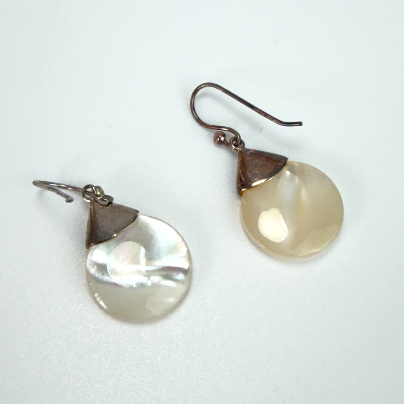Mother of Pearl Petal Silver Bohemian Seth Earrings and Pendant