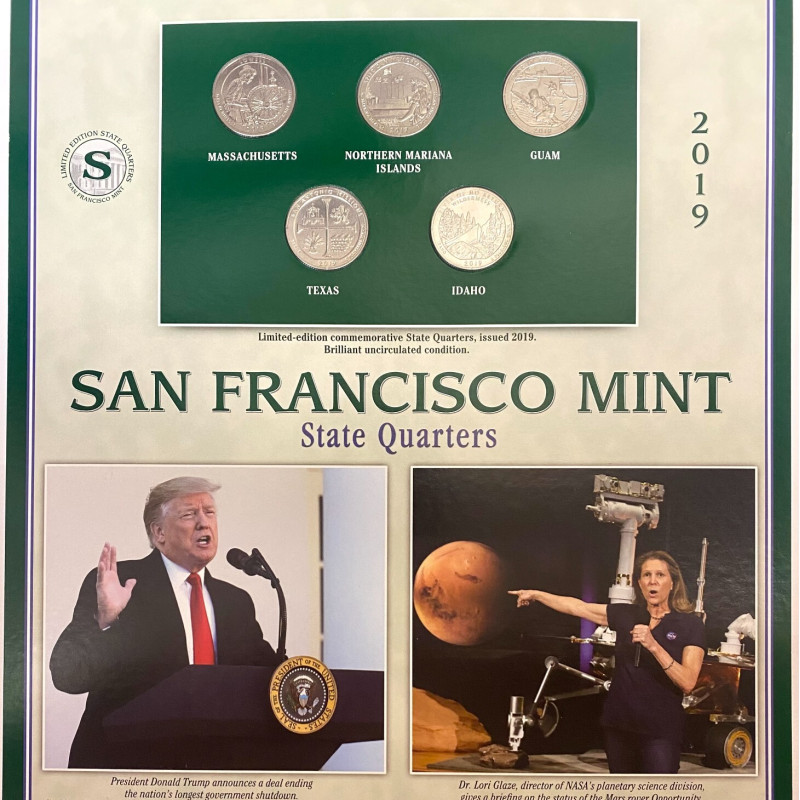 Limited-edition commemorative State Quarters, issued 2019. Brilliant condition