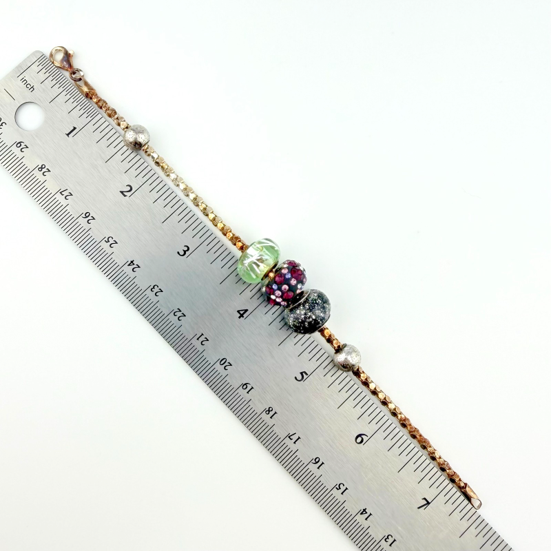 925 Sterling Silver Italian RCI Bracelet With Large Charms, 7.5 ich