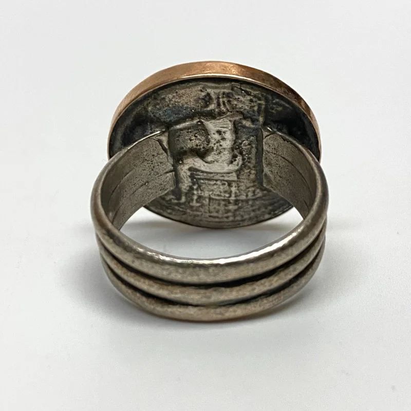 Alexander The Great Coin Ring 14K Gold and Sterling Silver, Size 7