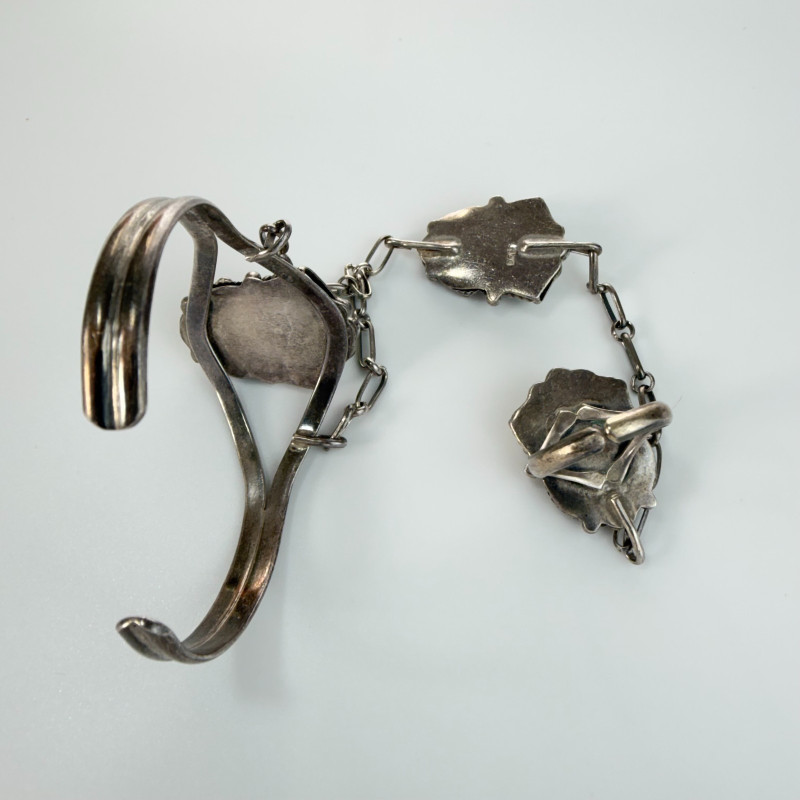 Antique Native American Blue Turquoise Cabs Bangle Slave Bracelet